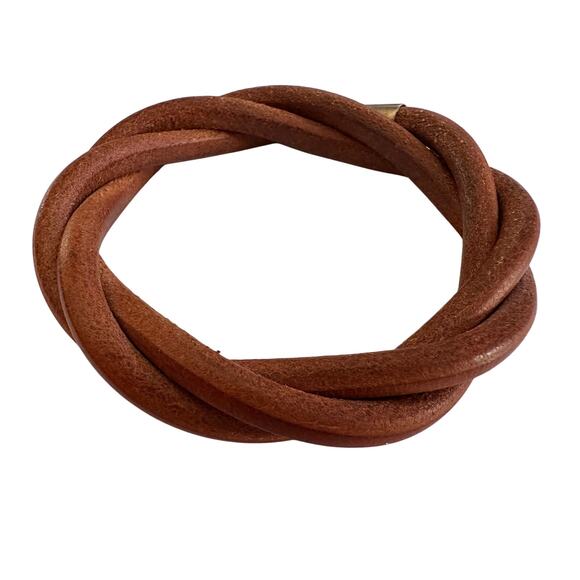 Hermes Brown Leather Tornado Bracelet - Picture 6 of 11